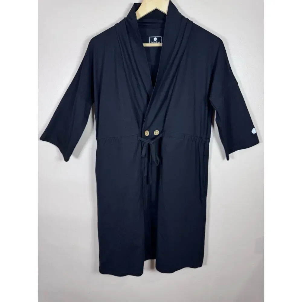 Original Brobe Post Breast Surgery Recovery Adaptive Robe Size M Black Pockets